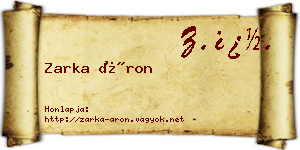 Zarka Áron névjegykártya